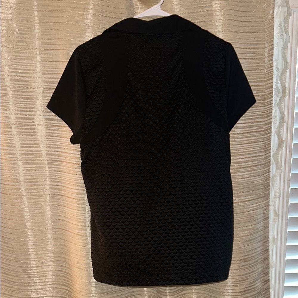 IZOD Cool FX Women's Black Polo Textured Top. Dry-fit Size L Golf Athletic - Picture 6 of 6
